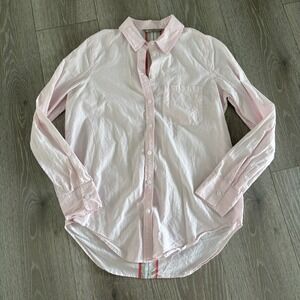 Athleta Womens Pink Marinwood Stripe Back Long Sleeve Button-Up Shirt Top Size S